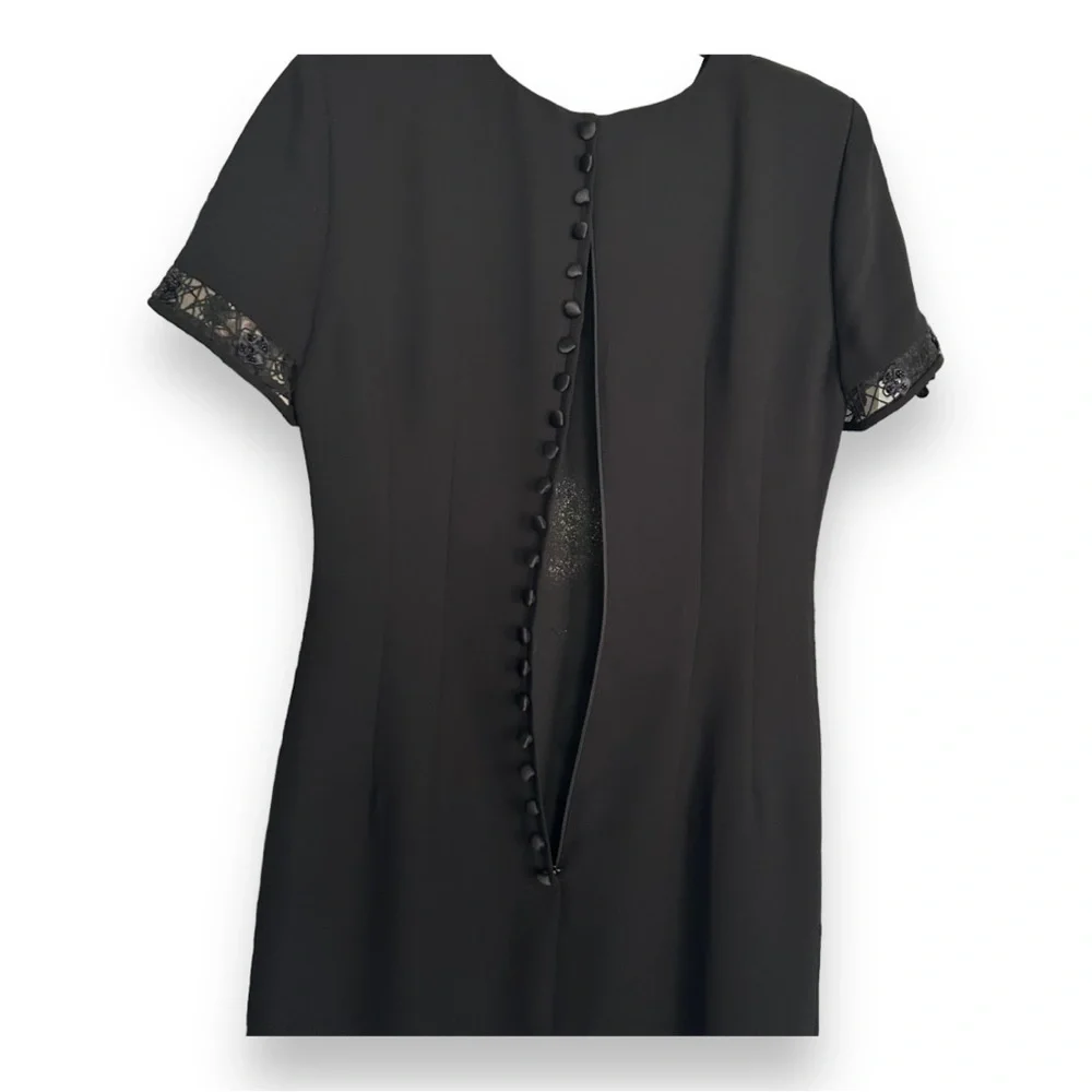 NEW Donna Morgan Little Black Dress Scoop Neck Zip Short Sleeve Womens 6